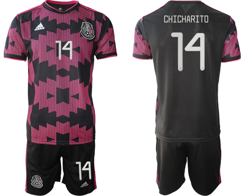 Men 2020-2021 Season National team Mexico home black #14 Soccer Jersey->mexico jersey->Soccer Country Jersey